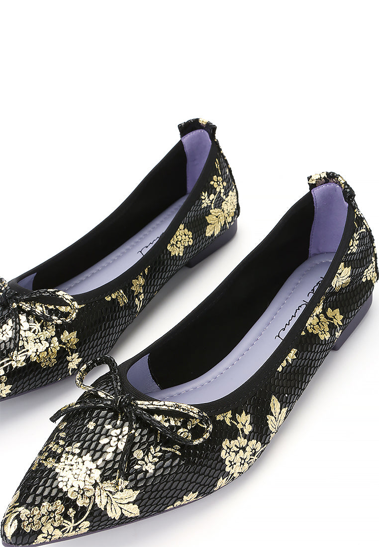 Floral Pointed Flats
